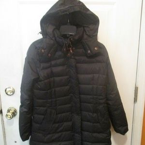 Lands' End Down Hood Black Puffer M 10-12 EUC